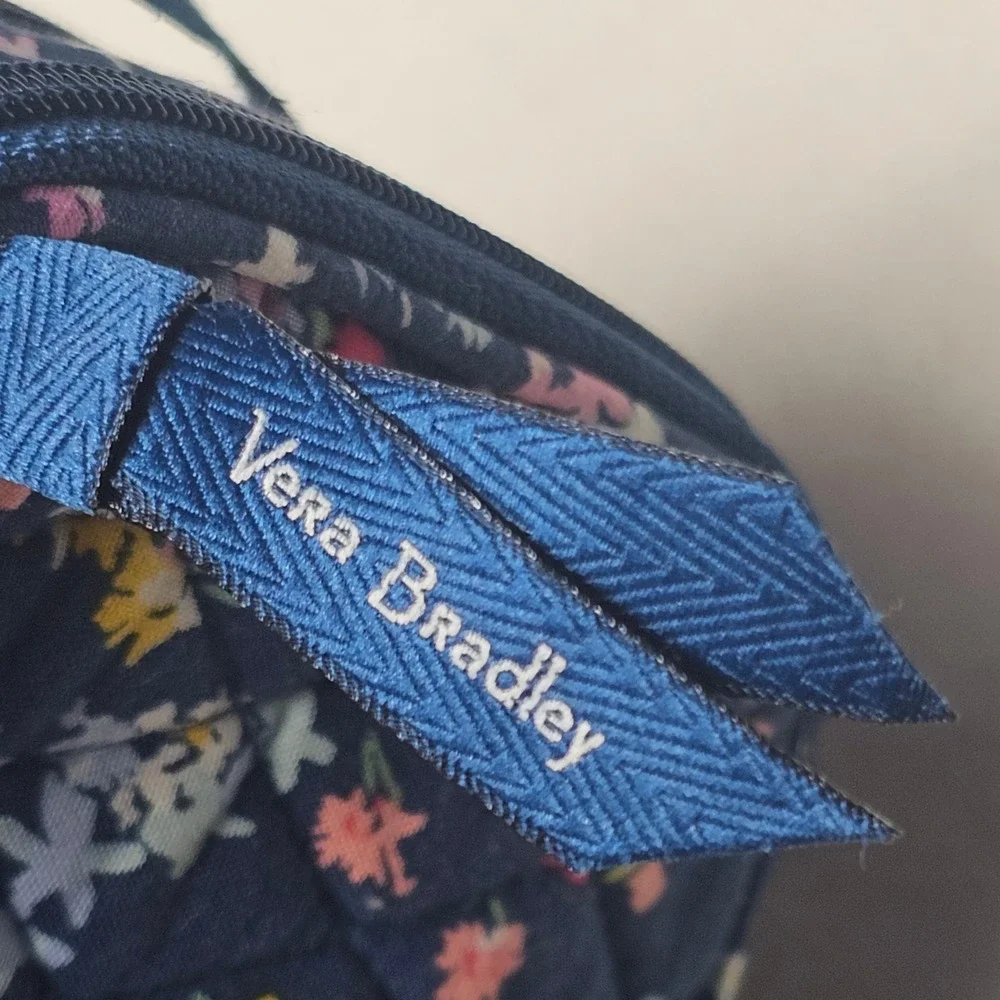 Vera Bradley Navy Floral Quilted Cotton Makeup Organizer Travel Bag 15973-R48